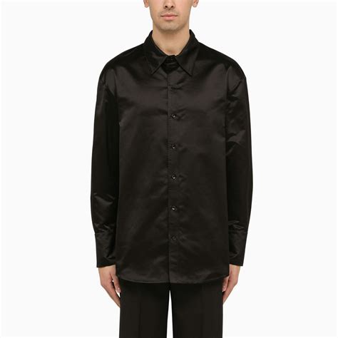 camicia ysl uomo nera rossa|Camicia Yves in raso di seta in Nero .